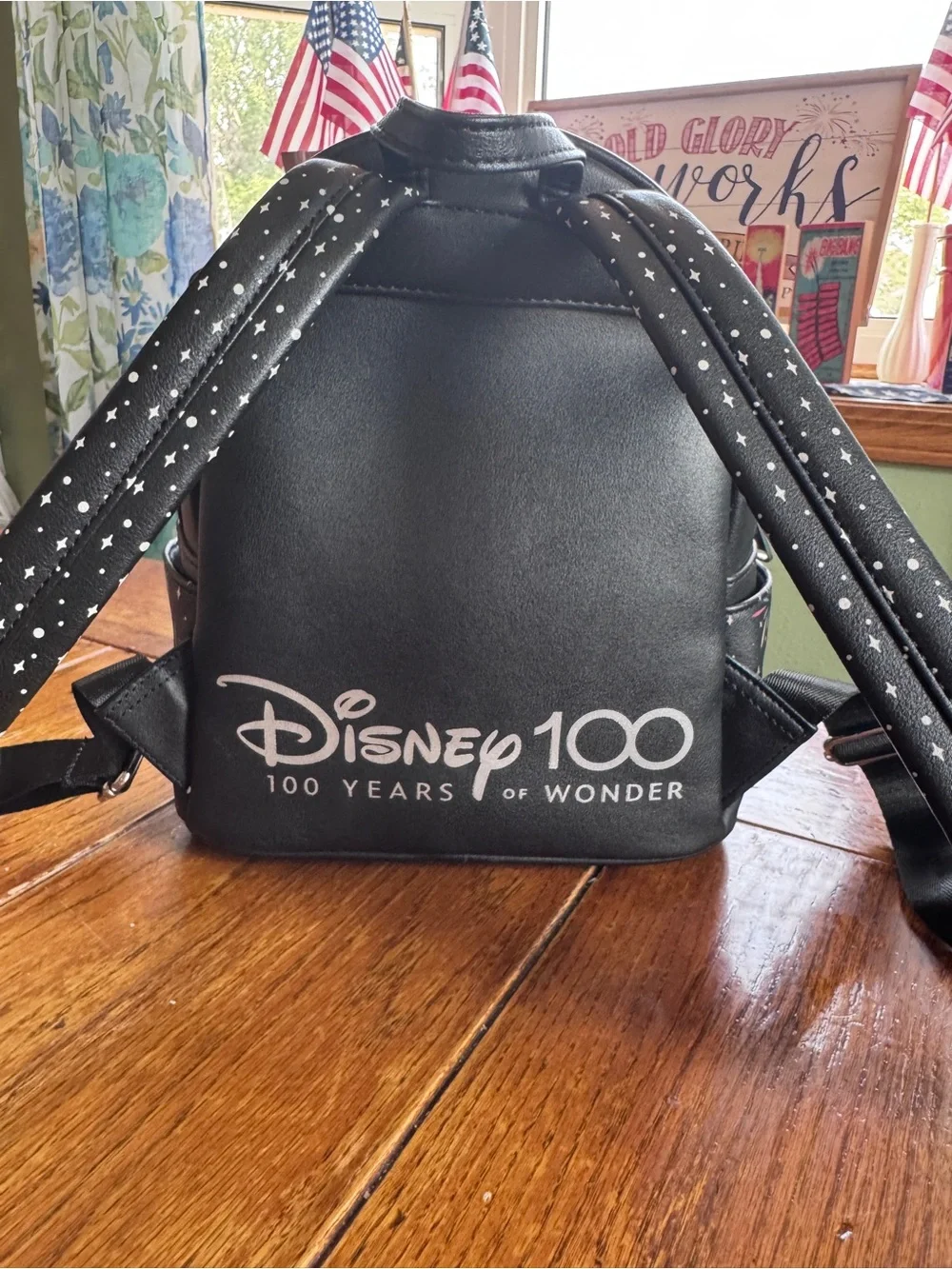 Loungefly Black Fireworks Mini Backpack w/Matching Wallet 100th year celebration